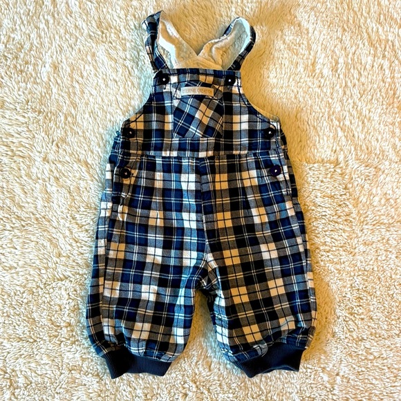 Eternal Creation Baby Boys Plaid Cotton Overalls Sz 6-9 Mos - Picture 1 of 1